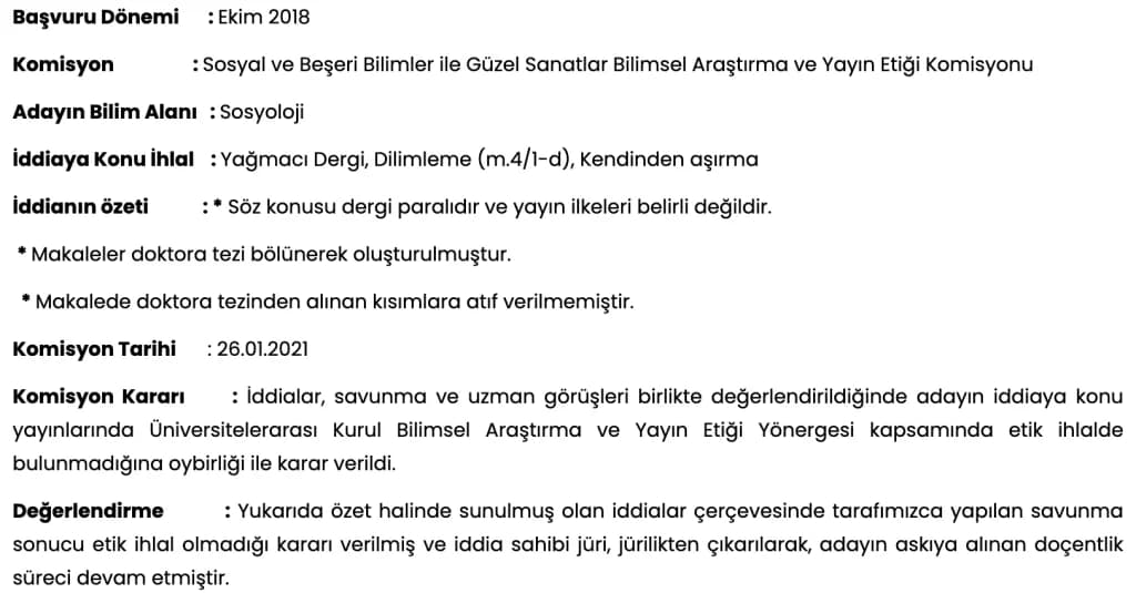 Kendinden İntihal Etik İhlali