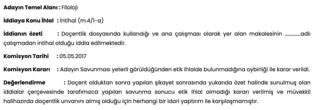 İntihal Etik İhlali Etik Kurul Savunma