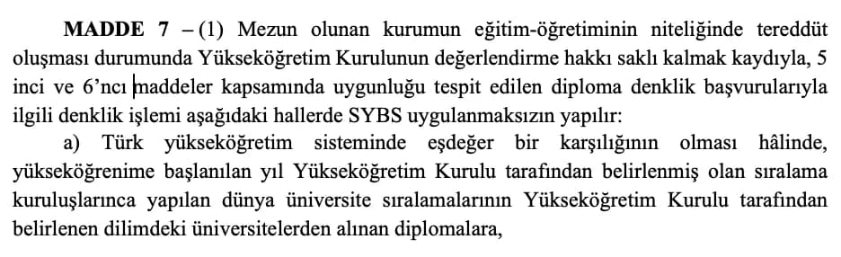 Dünya Sıralamasında İlk 1000'de yer alana denklik verlir mi