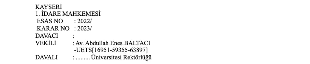 Akademik Kadro İptal Davası