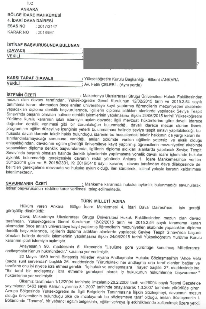 DİPLOMA DENKLİK AVUKATI ÜCRETİ