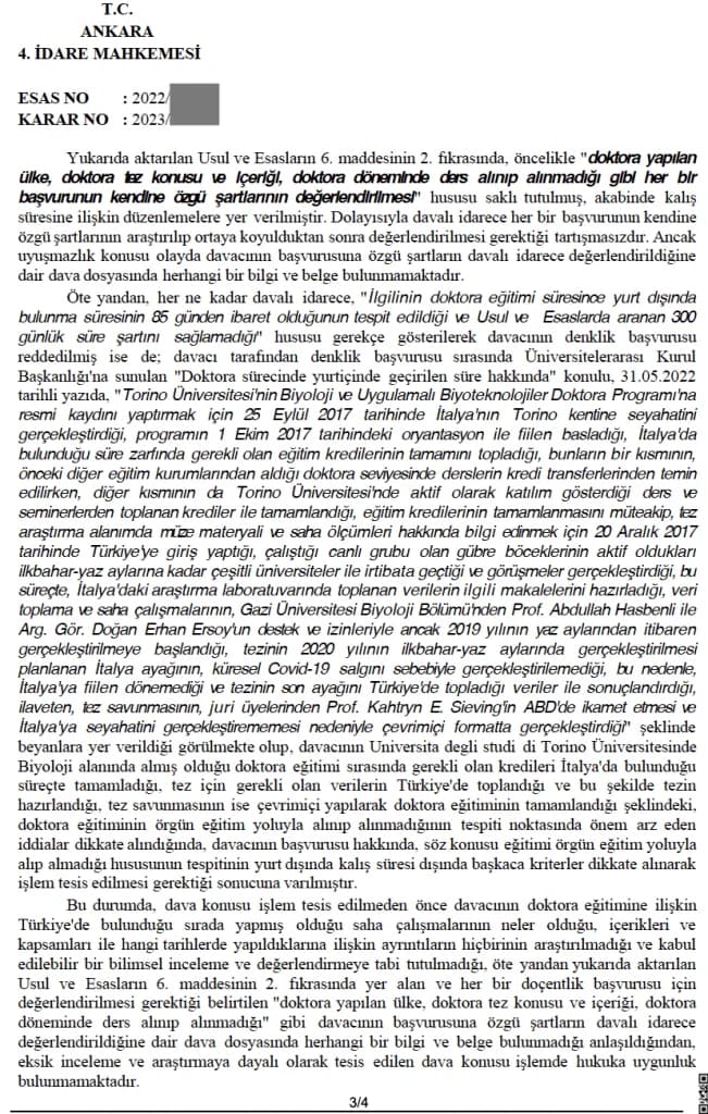 Doktora Denklik Başvurusu