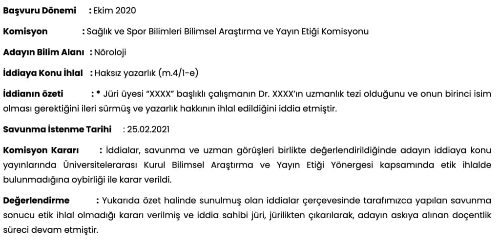 Etik Komisyon Savunma Örneği