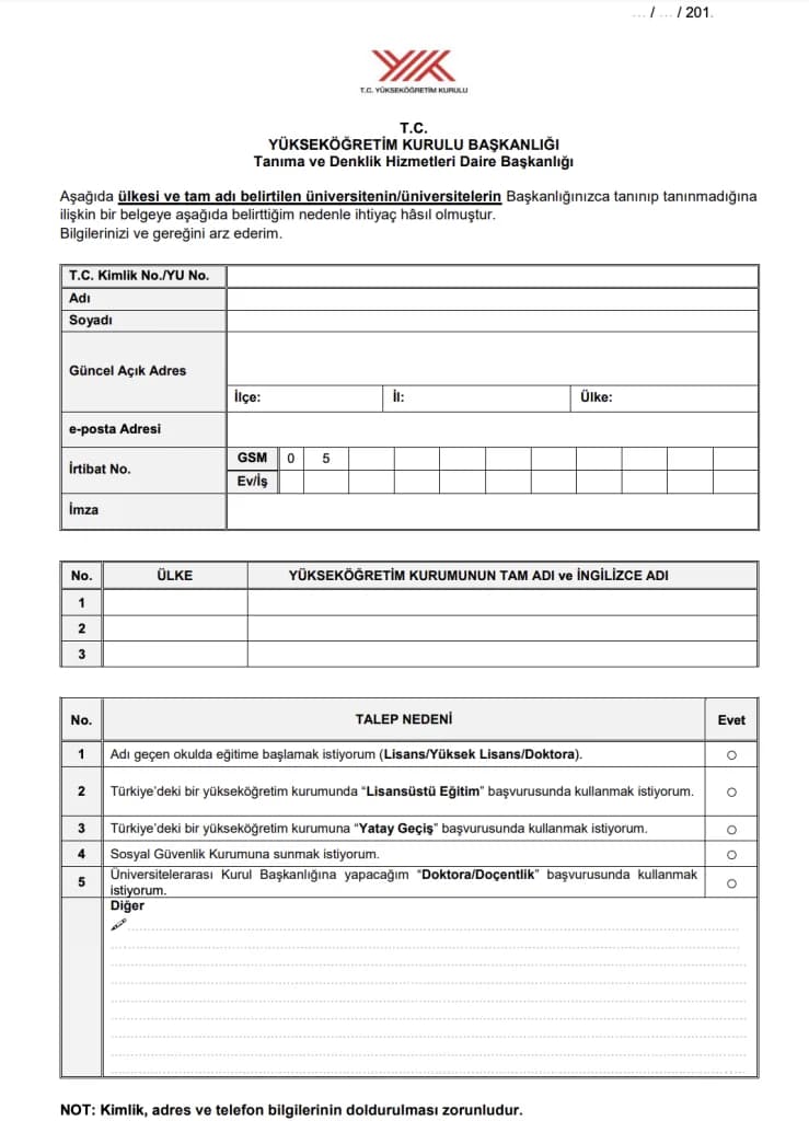 yök denklik dava, yurt dışı diploma denklik davası ve Okul Tanıma Dilekçesi örneği
