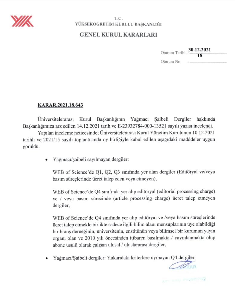 Yağmacı Dergi YÖK Kararı