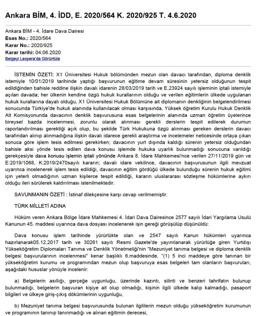 YÖK DENKLİK YÖNETMELİĞİ