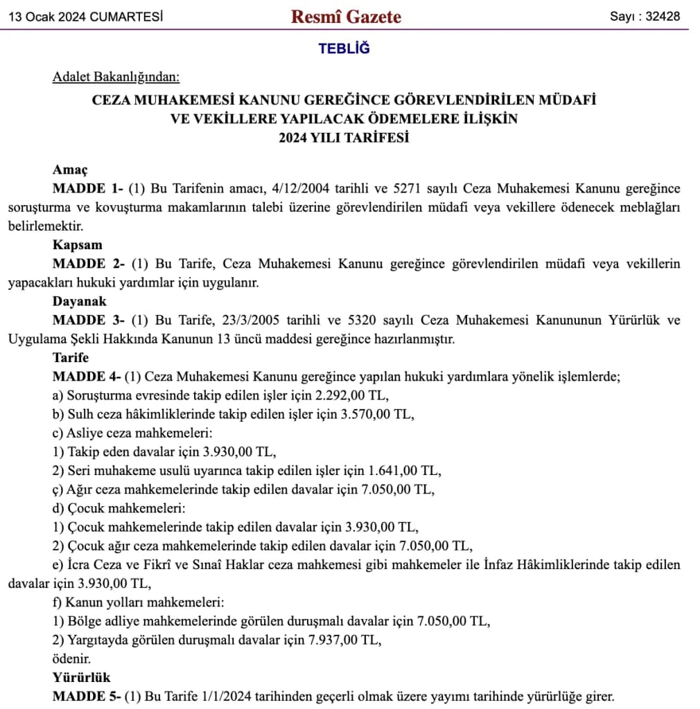 2024 cmk ücret tarifesi