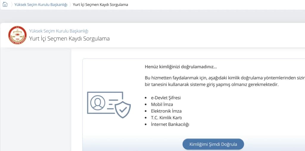 YSK SEÇMEN KAYDI SORGULAMA