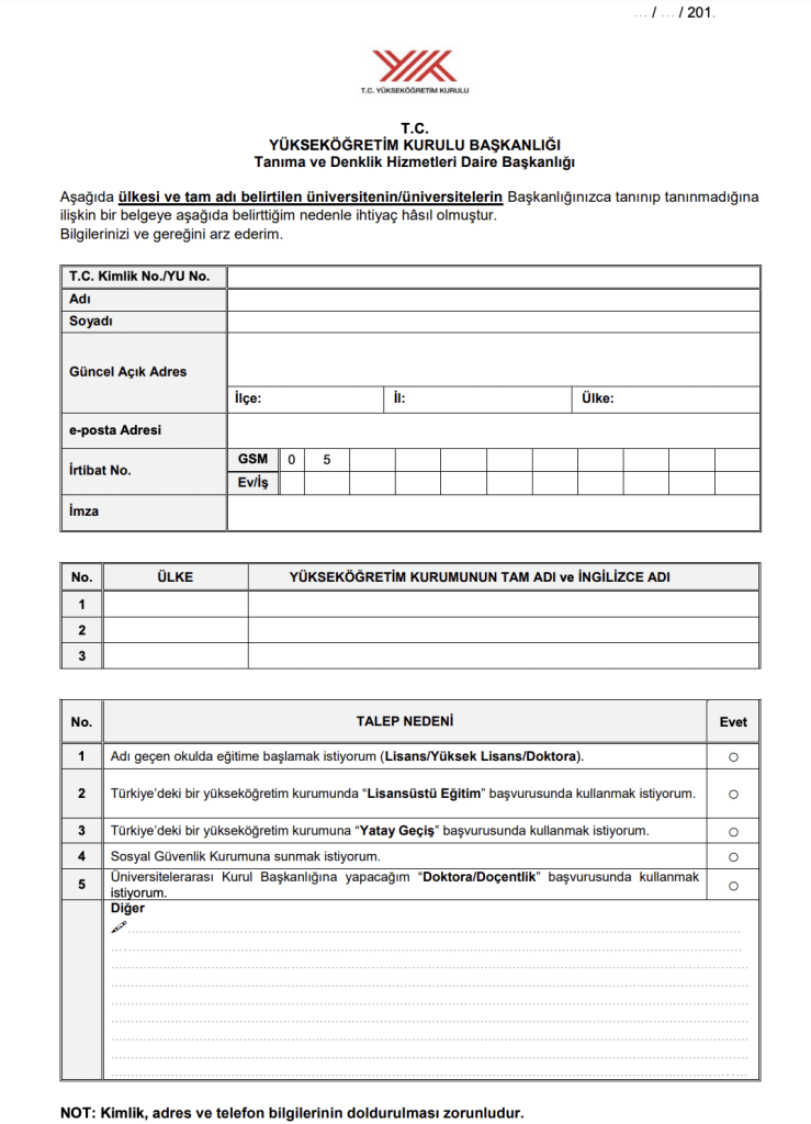 yök denklik dava, yurt dışı diploma denklik davası ve Okul Tanıma Dilekçesi örneği