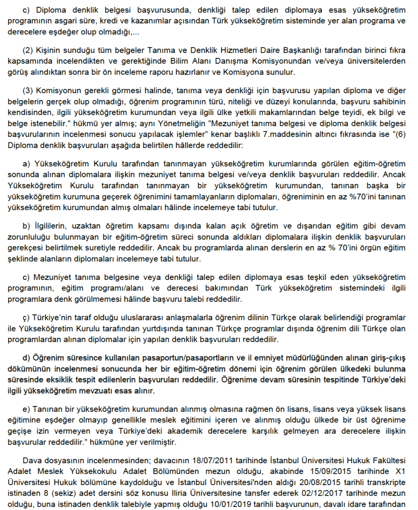 YURT DIŞI DİPLOMA DENKLİK YÖNETMELİĞİ