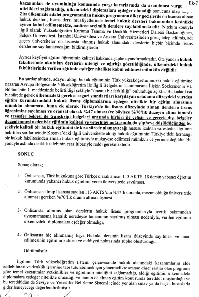 Kosova İliria Üniversitesi Alt Komisyon Raporu